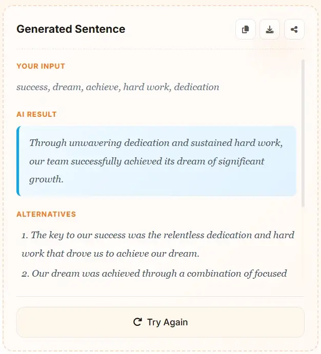 Better sentence generator showing improved AI sentence alternatives
